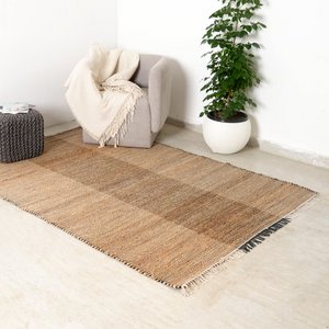 Modern Herringbone Block Rug – Cotton Jute Handwoven