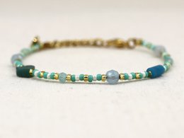 Ketting Kirana aquamarijn, zilver of goud roestvrijstaal