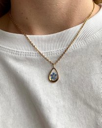 Resin/Stainless Steel Pendant gold or silver with Forget-me-nots (without necklace)