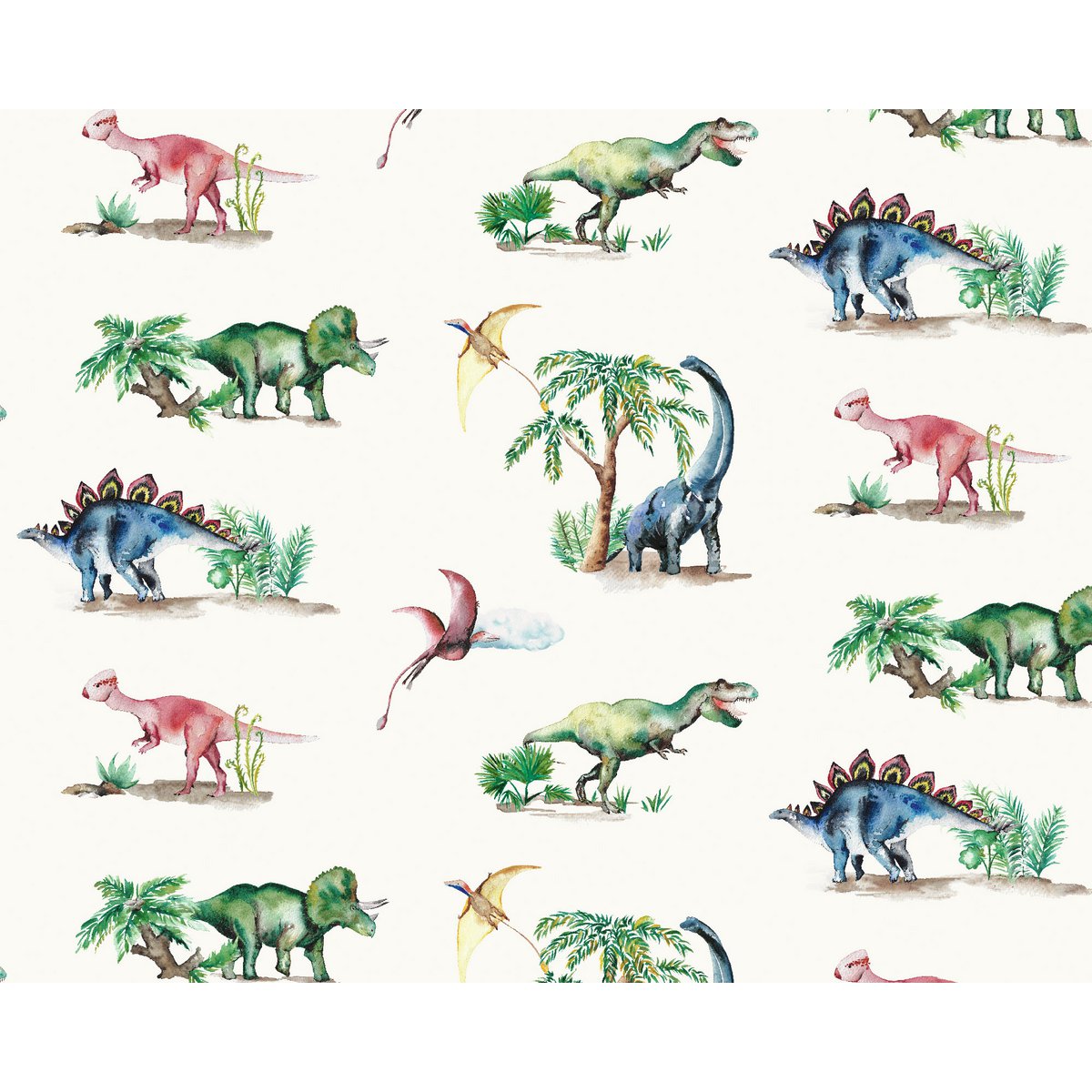 Carta da parati per bambini Dinosauri - Avorio