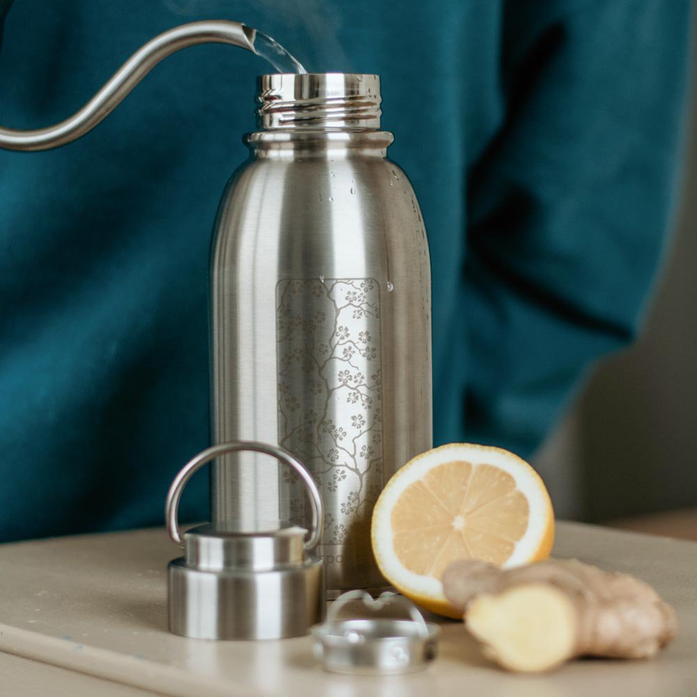 Gaspajoe stainless steel insulated bottle, FRIENDLY+ model 700ml with infuser - CHERRY