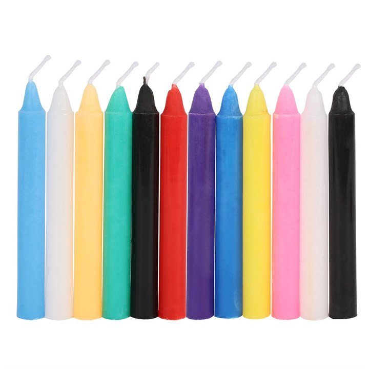 Pack of 12 Mixed Colour Spell Candles.