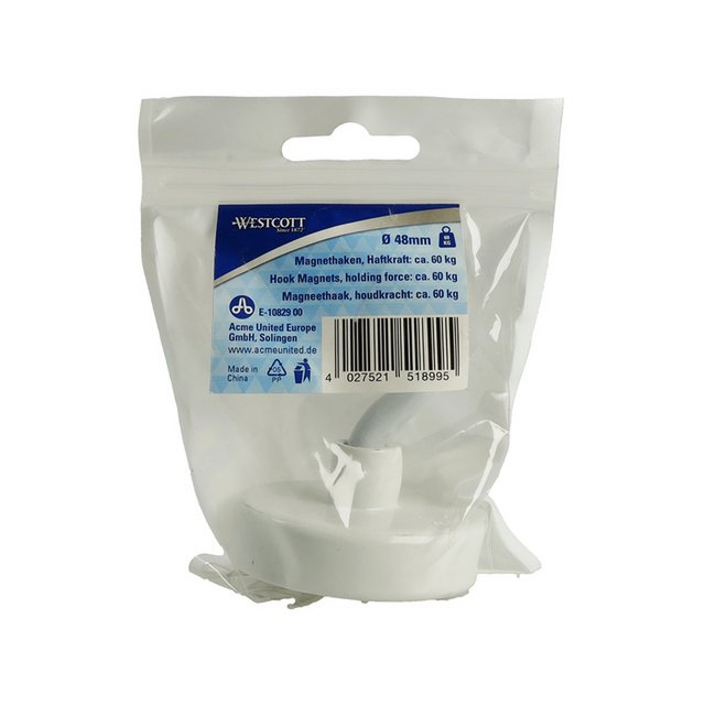 Magneet Westcott met haak 48mm wit. Trekkracht +/- 60kg