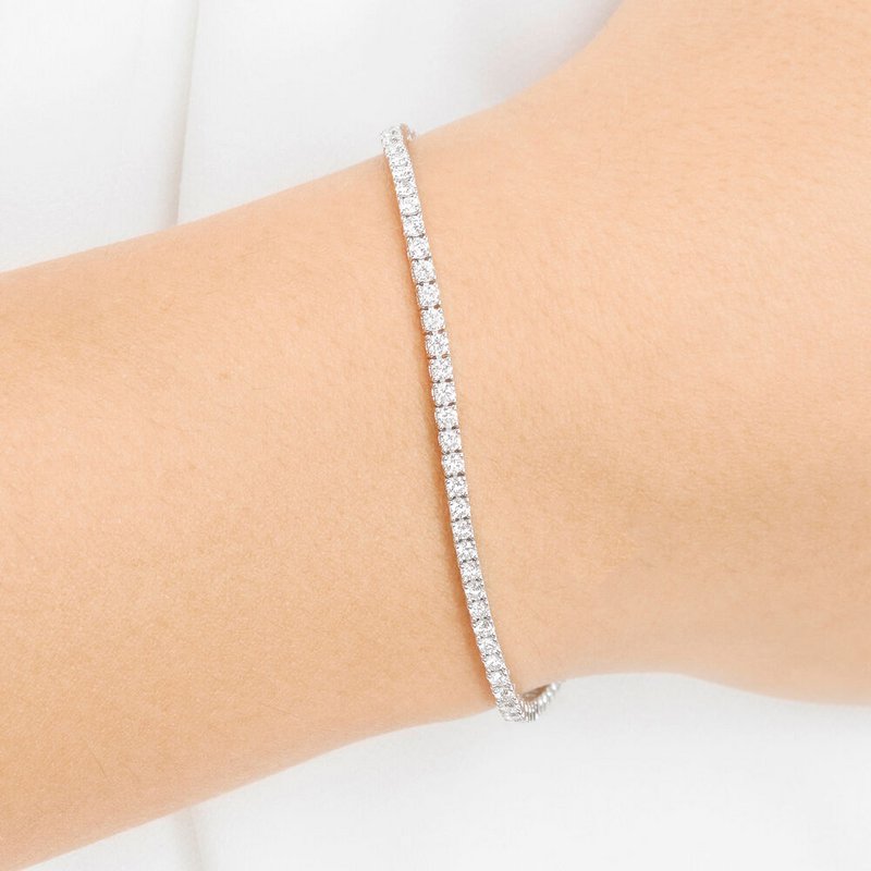 Bracciale tennis in oro bianco, diamanti da 2,11 ct, 18,0 cm