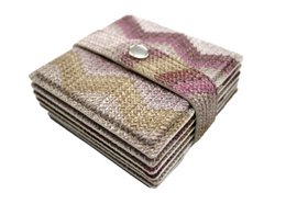 Glass coasters set of 6 zigzag pattern pink coasters