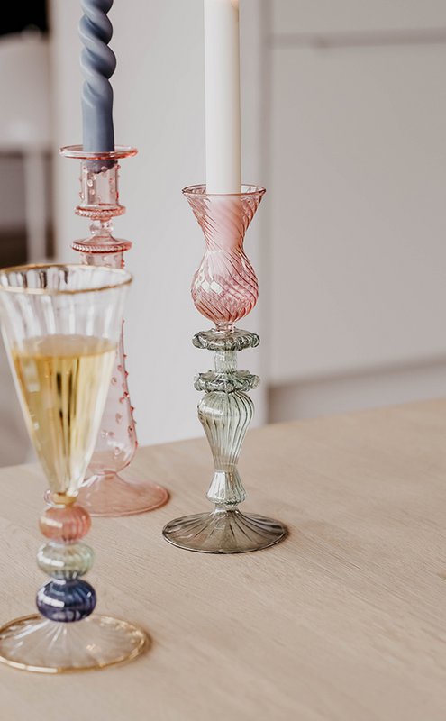 Mary candlestick pink/green - Moonlight Copenhagen