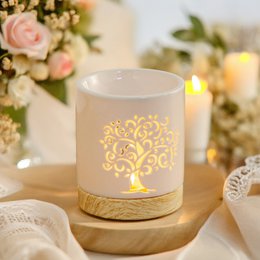 Quemador de perfumes serie Céramy – Árbol de la vida – Portavelas de cerámica lacada – Difusión de ceras aromáticas, aceites esenciales – Idea decorativa de regalo