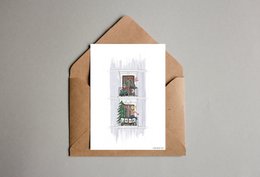 postkort - serie 'Christmas'- 'Julebalkon'