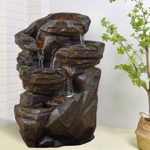 Fountain XL- Niagara - Indoor and Outdoor Waterfall 5 Levels - Fountain Garden Terrace Living Room Nature Zen LED Light
