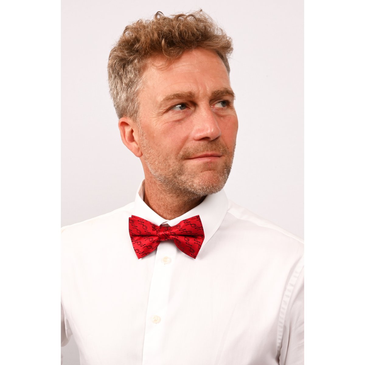 Christmas bowtie "Red Hohoho with black writing"