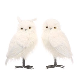 FURRY LONG HAIR OWL TT ASS/2 WH/CRM 49CM