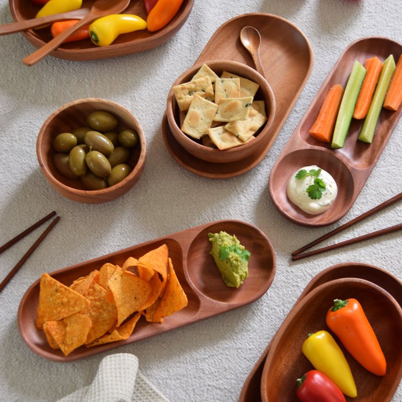Handmade Tableware - Chip & Dip Tray - Eco-friendly - Khaya Wood