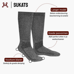 Skarpety robocze Sukats® Thermo | 3 lub 6 par | Skarpety termiczne | Szary | Wiele rozmiarów