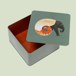 Shellephant square metal tin box