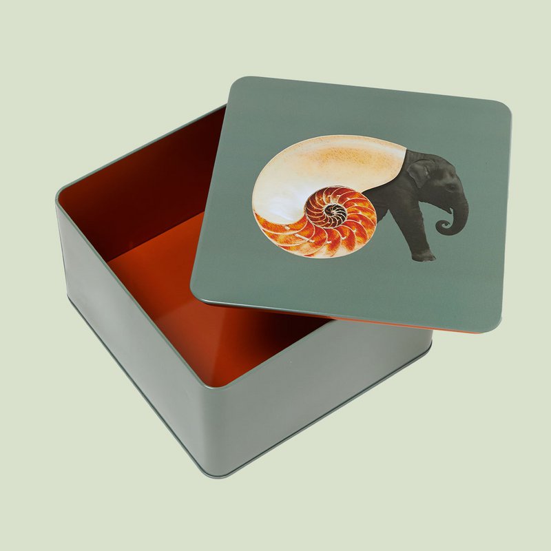 Shellephant square metal tin box