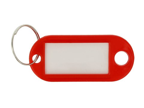 Sleutelhanger Westcott rood 100st. In doos. Met verwisselbaar etiket.