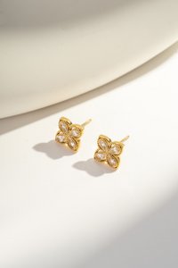 "Crystal clover" earrings in stainless steel