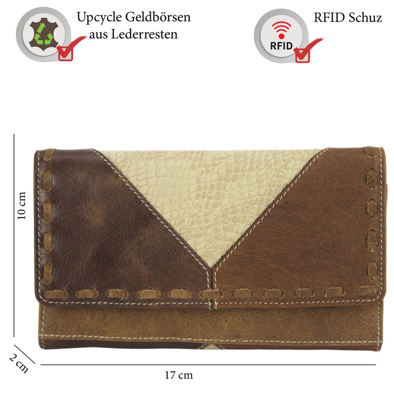 Cartera de mujer Sunsa. monedero de cuero. Cartera con protección RFID. Cartera sostenible hecha con retales de cuero. Cartera de mujer grande con muchos compartimentos para tarjetas de crédito: cartera/cartera para mujer, la mejor idea de regalo.