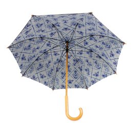 Umbrella Delft blue inner print 105cm