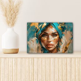 Canvas schilderij  - Wanddecoratie - Bloemen - Vaas - Stilleven - Beige