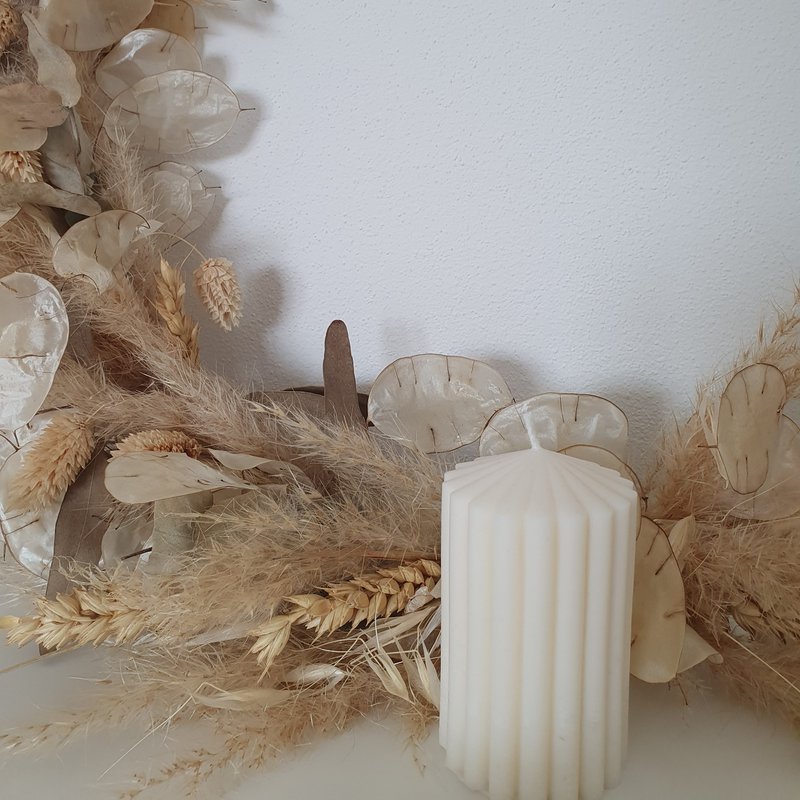 grooved candle | Decorative candle made from rapeseed wax | candle | pillar candle | handmade