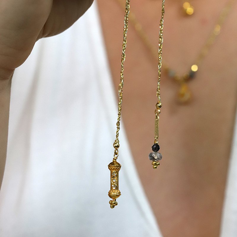 Polki diamanten hanger geweven gevlochten wikkelhalsketting
