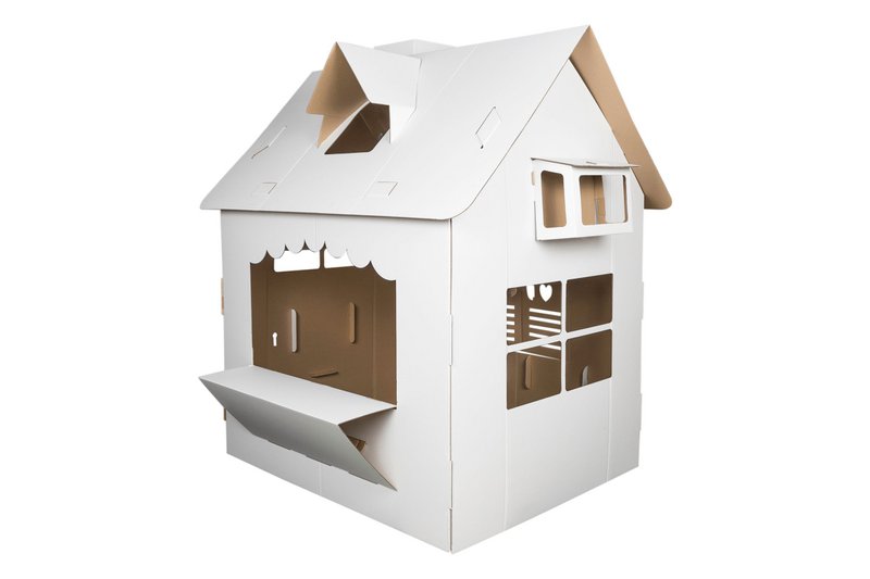 Pap playhouse til børn, havehus, DIY, 3+år, til fødselsdag og fest, legetøj, farvelægning, børnelegetøj, miljøvenlig