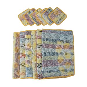 6 placemats and coasters in kantha N°2