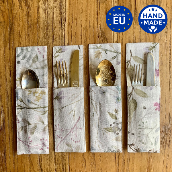 Besteckhalter, Leinen-Baumwoll-Mischung, gepinnt | Aitana
