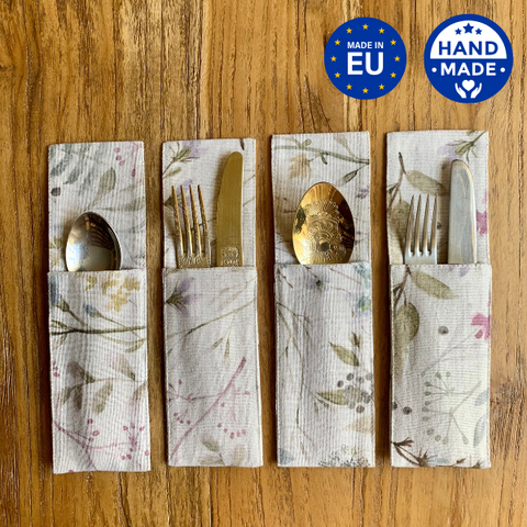 Besteckhalter, Leinen-Baumwoll-Mischung, gepinnt | Aitana