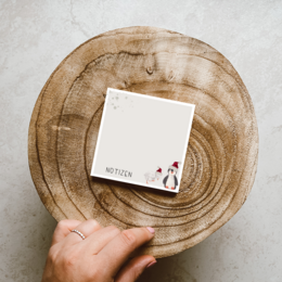 Bloc-notes »Christmas Crew« 9 x 9 cm, papier naturel