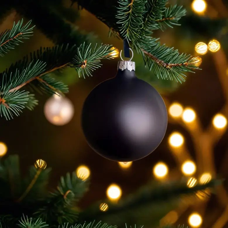 "night" - 6 cm Weihnachtskugeln schwarz matt