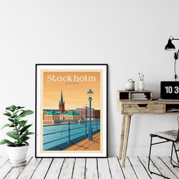Vintage Stockholm Poster | Premium Poster Stadt Stockholm Schweden