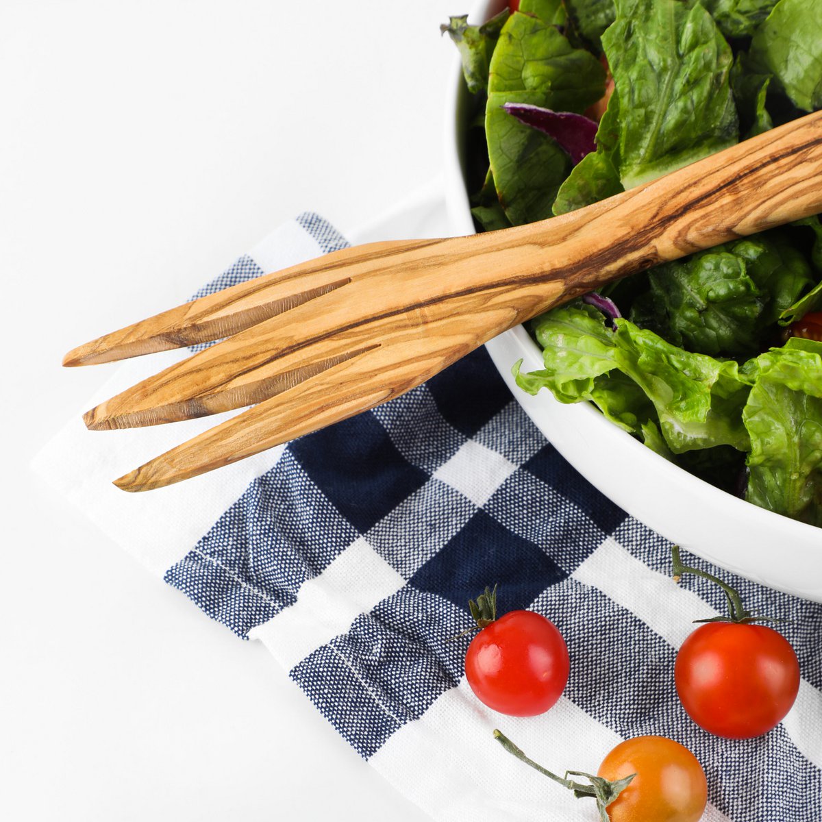 Fourchette à salade en bois d'olivier – Ustensiles en bois naturel faits à la main