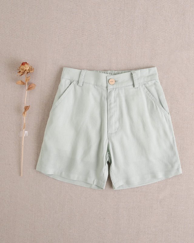 Boy en lin vert Bermuda M141-29502341