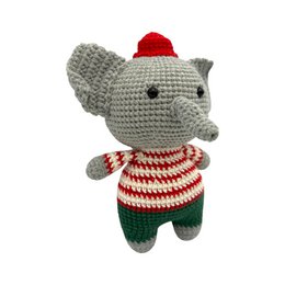 Crocheted elephant with hat