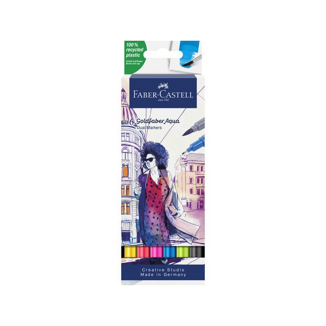 Markery akwarelowe Duo FC Goldfaber etui 6 szt. numery kolorów: 107, 122, 128, 449,