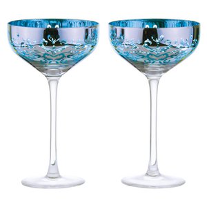 Set van 2 champagneschotels blauw - filigraan