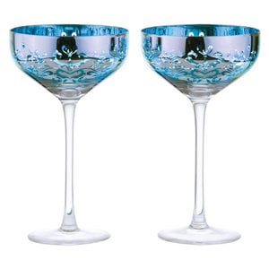 Set van 2 champagneschotels blauw - filigraan