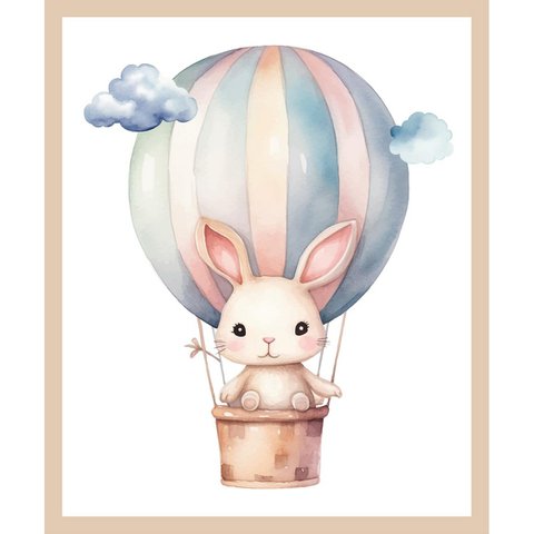 Rahmenbild - Babyhase im Heissluftballon