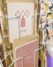 Birth greeting card | pink romper suit
