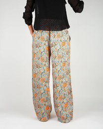 Pantaloni fluidi da donna con stampa Lolem blu