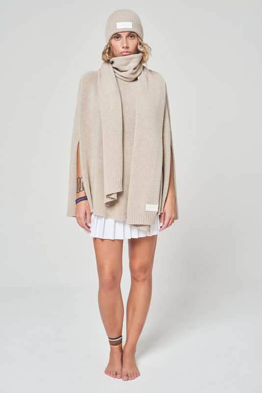 Cashmere tørklæde uni beige