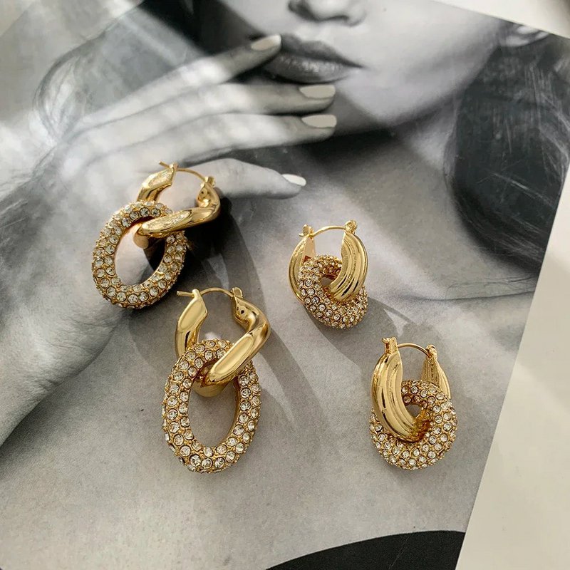 Boucles d'oreilles Punk cercle pendentif brillant strass en acier inoxydable, boucles d'oreilles pendantes ovales rondes antirouille, bijoux Huggie de fête en Zircon, nouveau