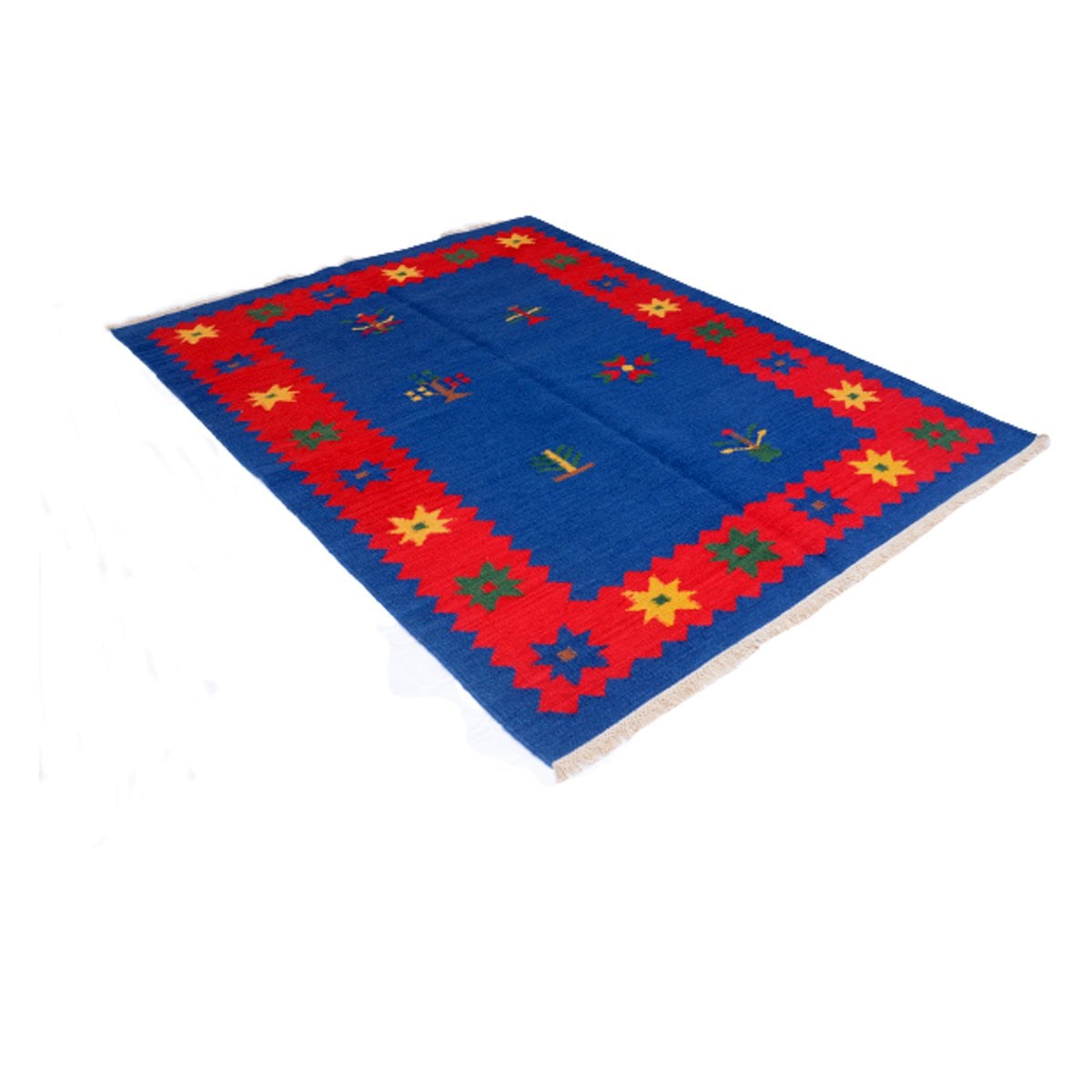Vintage Handwoven Tory Blue Kilim Rug