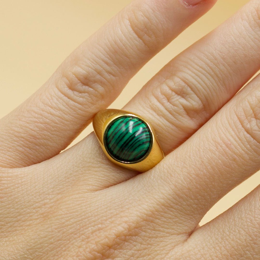 Zana - Ædelsten Signet Ring Malakit
