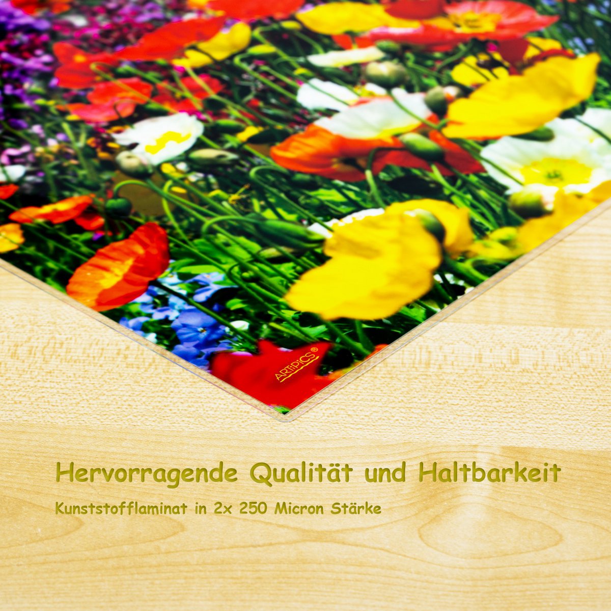 Artipics manteles individuales prado de flores 4 piezas manteles individuales de plástico lavable cada uno 42 x 30 cm flores de colores veraniegas decoración de mesa natural para la cocina, comedor, invitados, interior, exterior