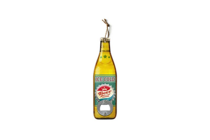 Abrebotellas cerveza en color amarillo 20 cm