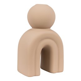 Candle Holder - Stoneware, Brown - 10.5x6.5x17 cm