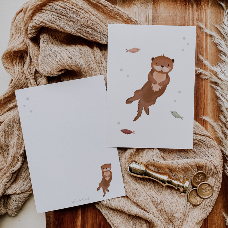 Postcard Otter - Animali della foresta per bambini